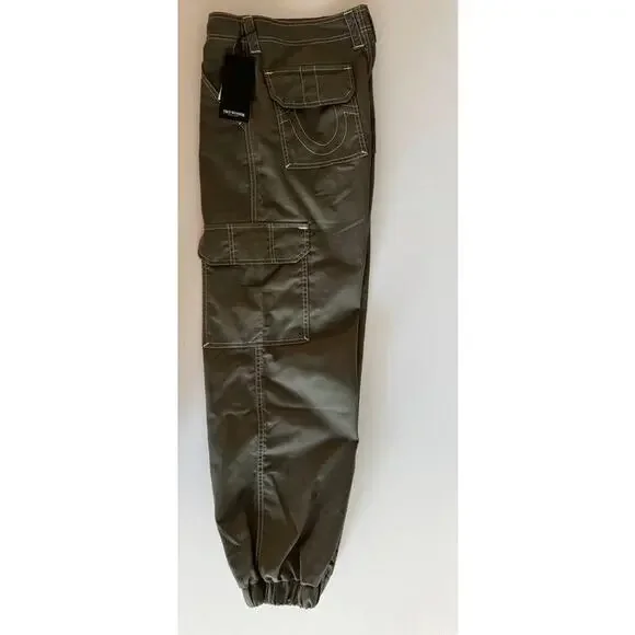 NWT True Religion Bobbi Baggy Cargo Pants Kalamata Olive Green size 28 - Picture 14 of 16